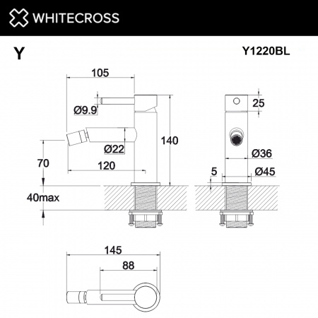 Фото смеситель для биде whitecross y y1220bl, цвет: черный