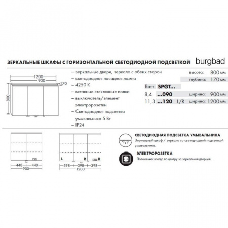 Фото зеркальный шкаф burgbad eqio 90 см spgt090f2009