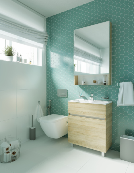 Фото тумба с раковиной 1marka mira 60 см, цвет: дуб сонома у83303