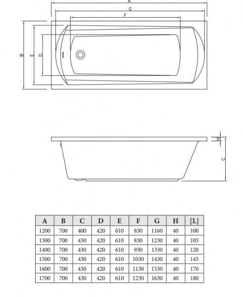 Фото акриловая ванна c-bath clio 160x70 см cbq003005