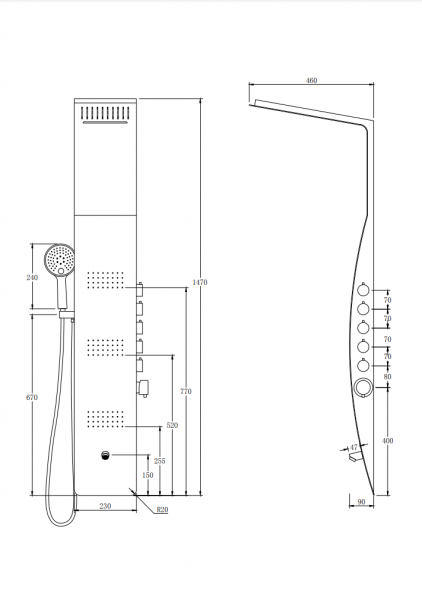 Фото душевая панель с гидромассажем taliente a04 ta-g-a04wcr+s
