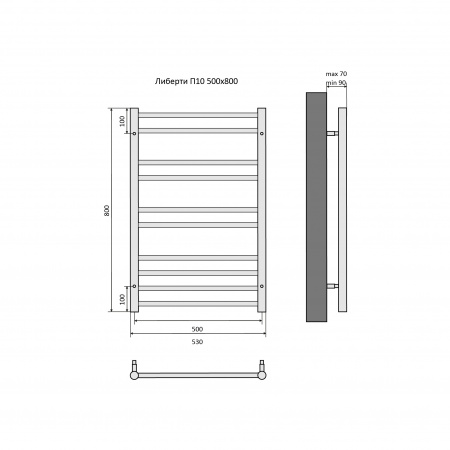 Фото водяной полотенцесушитель акватек либерти 50x80 см aq rr1080bl