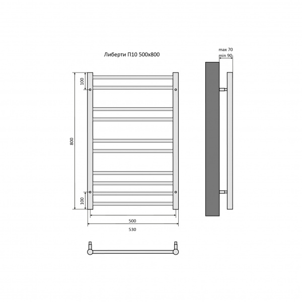 Фото водяной полотенцесушитель акватек либерти 50x80 см aq rr1080bl