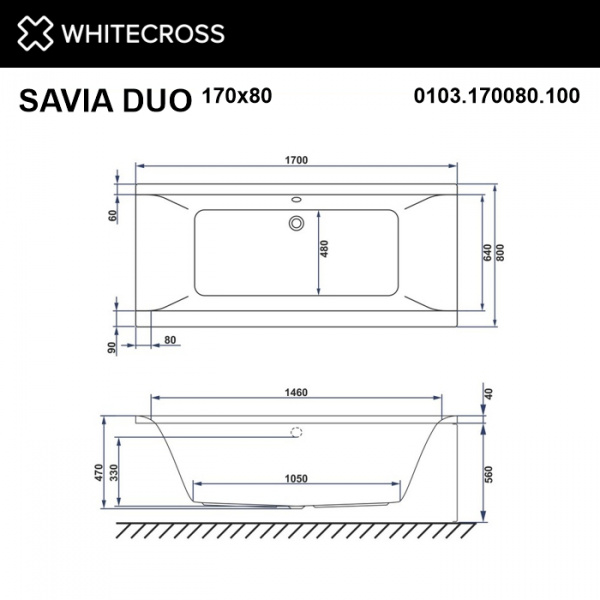 Фото акриловая ванна whitecross savia duo 170x80 см 0103.170080.100
