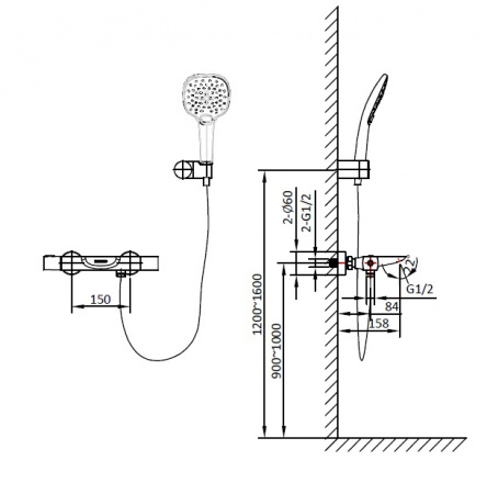 Фото смеситель для ванны altrobagno с термостатом aperto 020402 cr