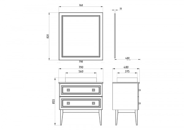 Фото зеркало asb woodline каталина 80 см цвет: слоновая кость 12082