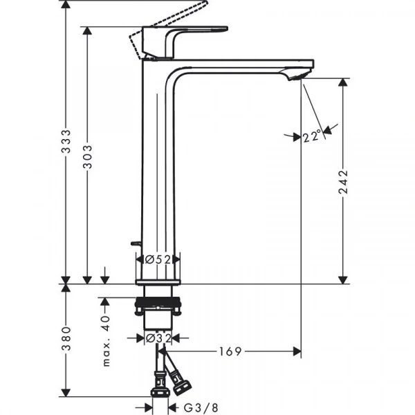 Фото смеситель для раковины hansgrohe rebris e 72591000