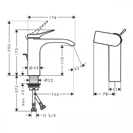 Фото смеситель для раковины hansgrohe vivenis 75023700