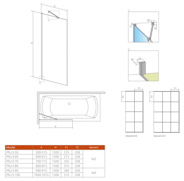 Фото шторка radaway idea black pnj 90 frame 90 см 10001090-54-56
