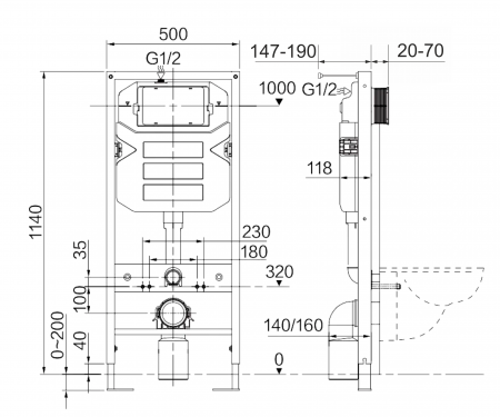 Фото инсталляция для унитазов ceramicanova envision cn1002b