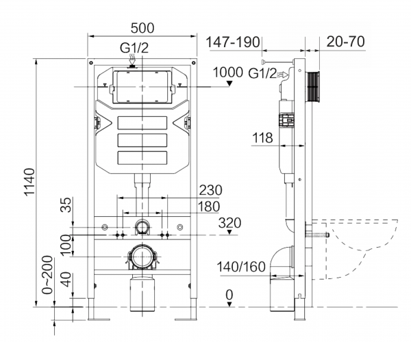 Фото инсталляция для унитазов ceramicanova envision cn1002b