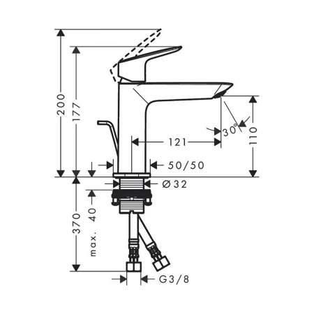Фото смеситель для раковины hansgrohe logis 71254670