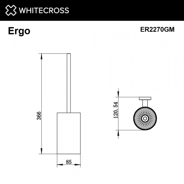 Фото ершик подвесной whitecross ergo er2270gm, цвет: оружейная сталь