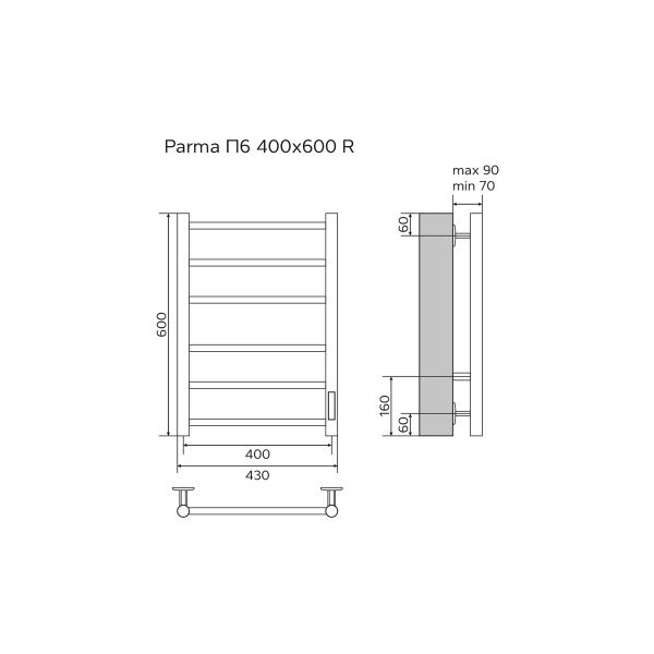 Фото электрический полотенцесушитель azario parma 40x60 см цвет: белый az10846w