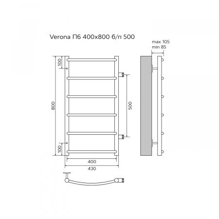 Фото водяной полотенцесушитель azario verona 40x80 см цвет: хром az04548