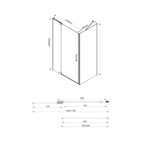 Фото душевой уголок vincea extra 100x90 см vsr-1e101190cl