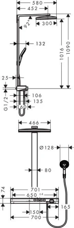 Фото душевая стойка hansgrohe rainmaker select 460 27029400