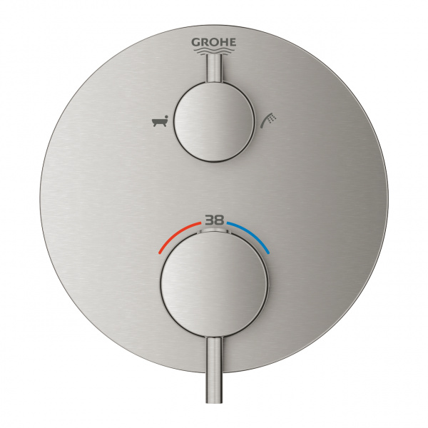 Фото встраиваемый термостатический смеситель для ванны grohe atrio new 24138dc3, цвет: сталь