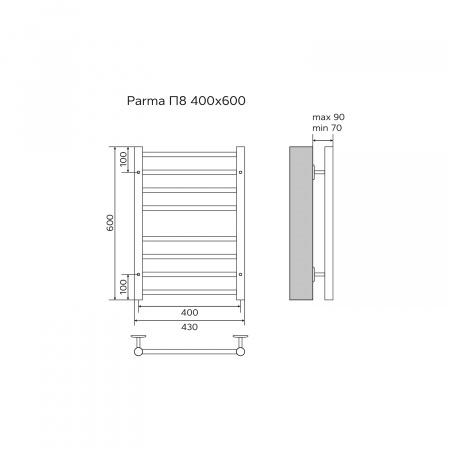 Фото водяной полотенцесушитель azario parma 40x60 см цвет: хром az10146s