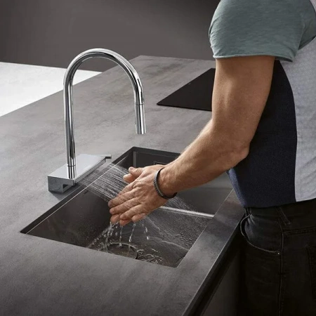 Фото смеситель для кухонной мойки hansgrohe aquno select 73831000