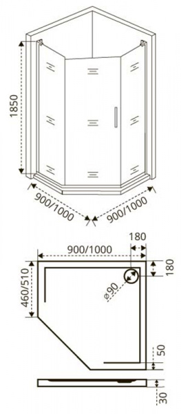 Фото душевое ограждение good door fantasy pnt-90-f-ch 90 см фа00002