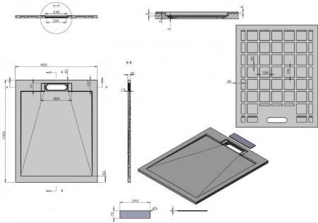 Фото поддон из искуственного камня esbano luxe 100x80 см esp-lx108g
