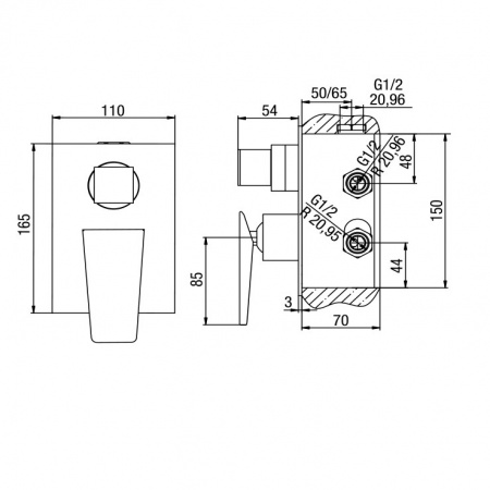 Фото встраиваемый смеситель для ванны jacuzzi rubinetteria beam amcr691wbu3japi