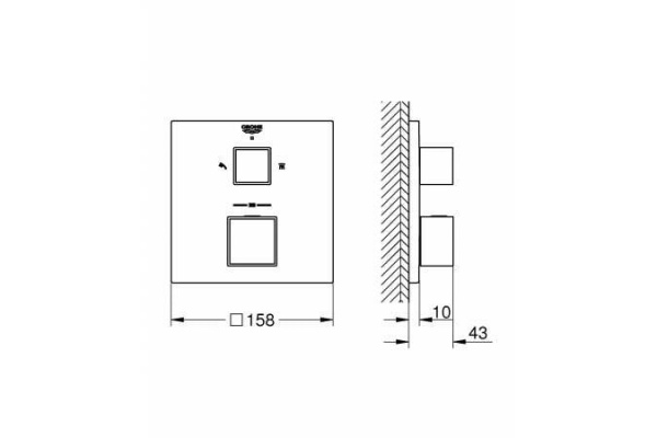 Фото встраиваемый термостатический смеситель для ванны grohe grohtherm cube 24154000