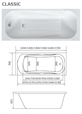 Фото акриловая ванна 1marka classic 150x70 см 58019
