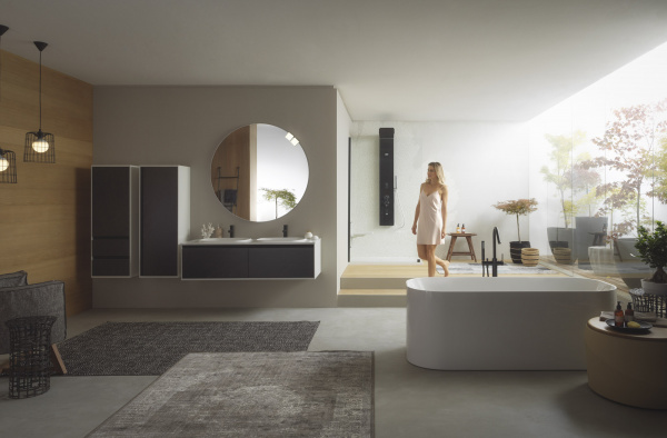 Фото тумба с раковиной kolpa-san pandora 75 см, цвет: черный камень oup 75bl. stone