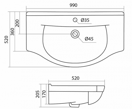 Фото раковина style line santek эльбрус 100 см лс-00000171