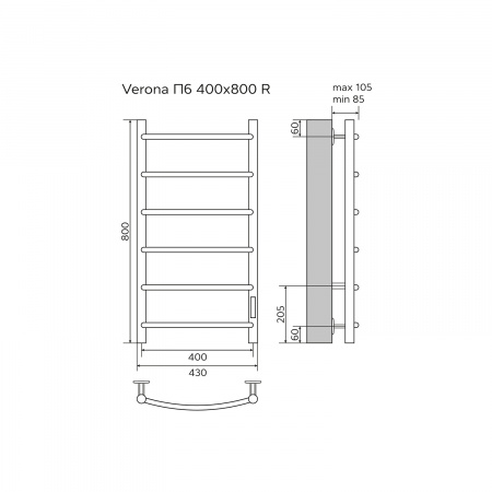 Фото электрический полотенцесушитель azario verona 40x80 см цвет: хром az04848