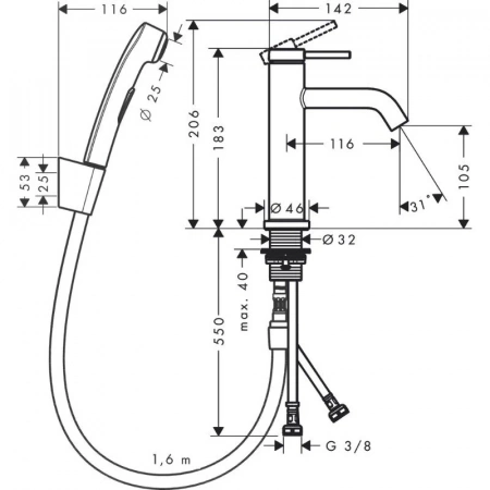 Фото смеситель для раковины hansgrohe tecturis s 73211670