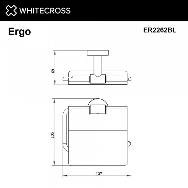 Фото держатель для туалетной бумаги whitecross ergo er2262bl, цвет: черный