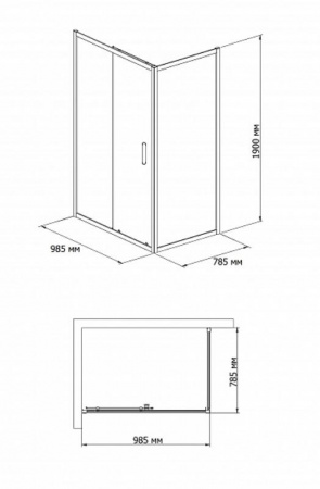 Фото душевое ограждение bandhours mike/side-glass 810 черный матовый 100x80 см