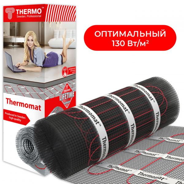 Фото теплый пол thermo thermomat tvk-300 bl /6,0: площадь обогрева 6 кв.м мощность 1800 вт