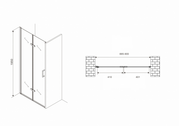 Фото душевая дверь abber zart ag08090p 90 см