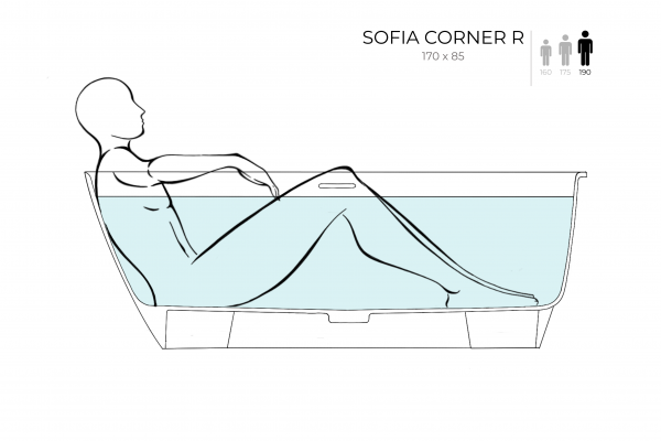 Фото ванна из искусственного камня salini sofia corner 170x85 см r 102514g глянцевая