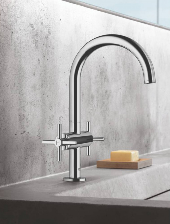 Фото смеситель для раковины grohe atrio new 21019al3, цвет: графит