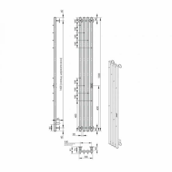 Фото электрический полотенцесушитель indigo  style 4 pro 150/18 lspre150-18rt
