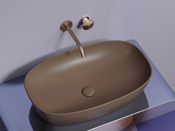 Фото раковина накладная ceramicanova element 60 см, цвет: коричневый cn6049mdb