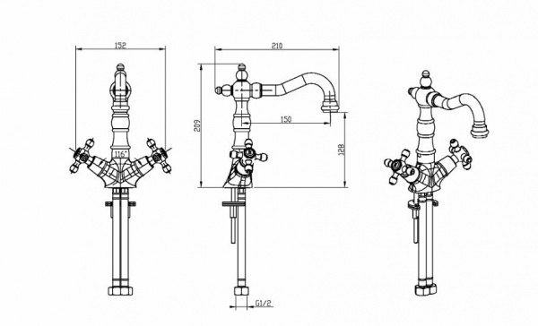 Фото смеситель для раковины boheme flora luxury options 272-fl