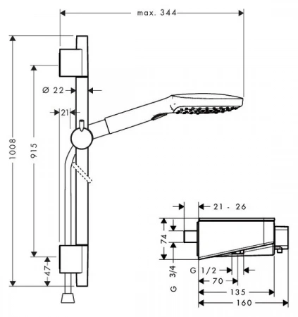 Фото термостатический смеситель для душа hansgrohe shower tablet select  27027400