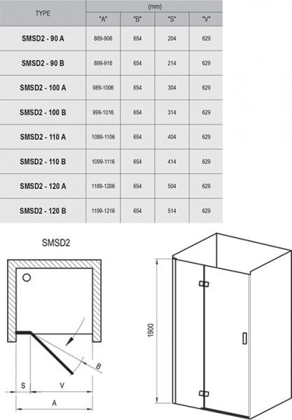 Фото душевая дверь ravak smartline smsd2-90 90 см 0sl7ba00z1