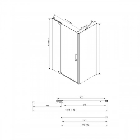 Фото душевой уголок vincea extra 100x80 см vsr-1e101180cl