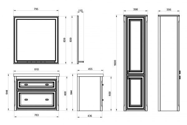 Фото зеркало asb woodline кастелло 80 см цвет: бежевый 12046 бж