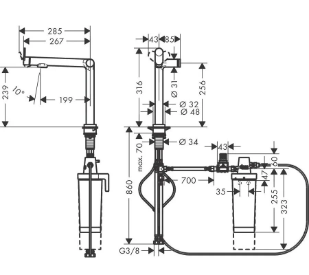 Фото смеситель для кухонной мойки hansgrohe aqittura 76804800