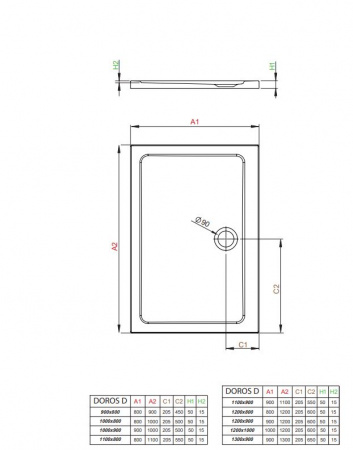 Фото поддон акриловый radaway doros d 80x90 см sdrd9080-01