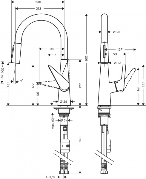 Фото смеситель для кухни hansgrohe metris 72813000
