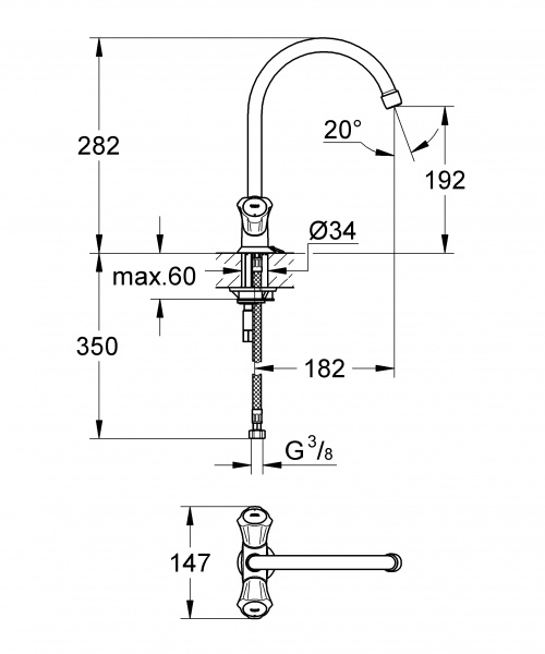 Фото смеситель для кухни с цепочкой grohe costa l 31812001